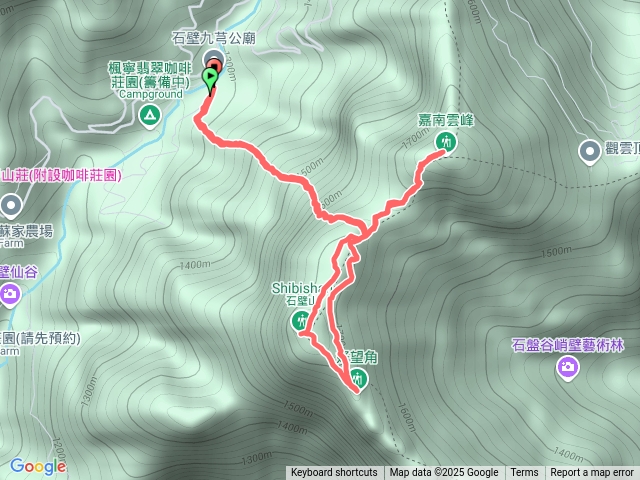 嘉南雲峰、石壁山、好旺角、九芎神木、牛樟巨木,T形健走預覽圖