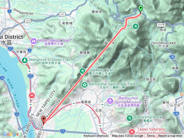 台北大縱走1逆走二子坪到關渡捷運站