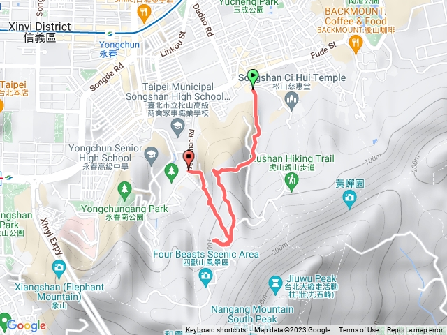 奉天宮（天宮廟市場）＞虎山120高地＞虎山鋒＞豹山鋒＞永春坡濕地