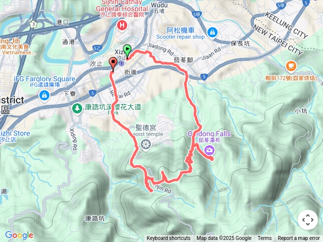 汐止車站-茄苳瀑布-大尖瀑布群-大尖山-秀峰瀑布-汐止車站