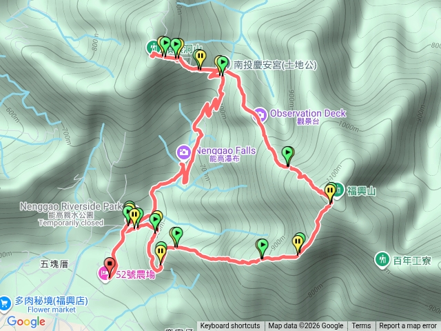 福興山-慶安宮-頂猴洞山-慶安宮-能高瀑布O縱