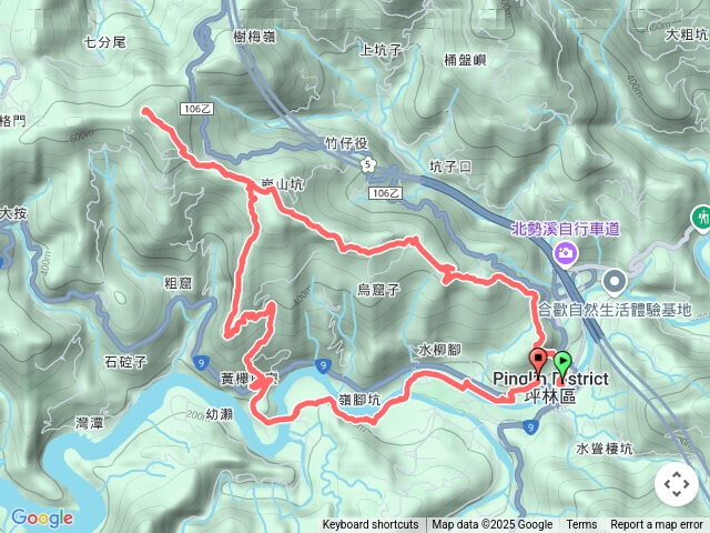 坪林-烏窟子山-樹梅嶺山（獵狸尖山）-黃櫸皮寮山-翡翠之眼-𩻸魚堀溪O型