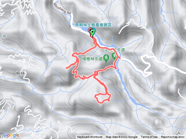 奧山步道、桐林花廊步道、樟樹林步道、北坑產業步道O型