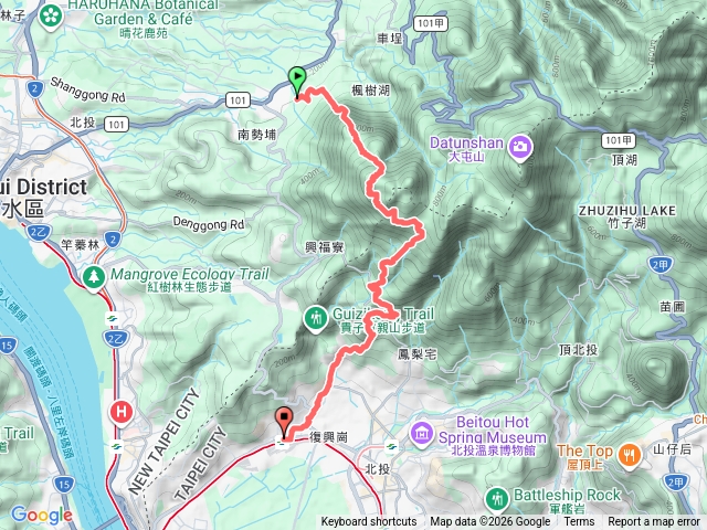 天元宮連走清天宮下復興崗(天元宮-山仔頂步道-向天池山-清天宮-吳氏宗祠-二崎生態農場-阿昌林道-貴子坑山東峰-捷運復興崗站)預覽圖