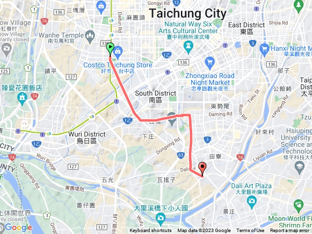 南屯捷運站至大里高中