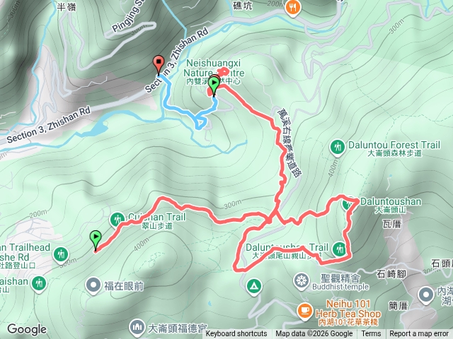 翠山步道、大崙頭山、碧溪步道、內雙溪自然中心預覽圖