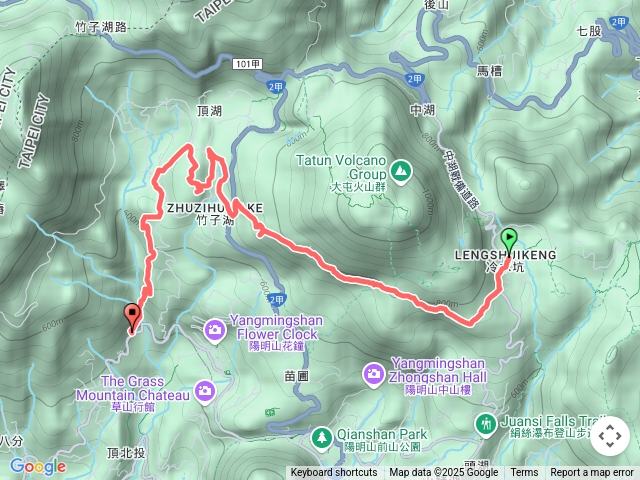 2025-06-27 冷水坑連走草山觀瀑吊橋─冷苗古道→七星山南南峰→金露天宮→水車寮步道→竹子湖山→北峰→黑森林→猴崁古道