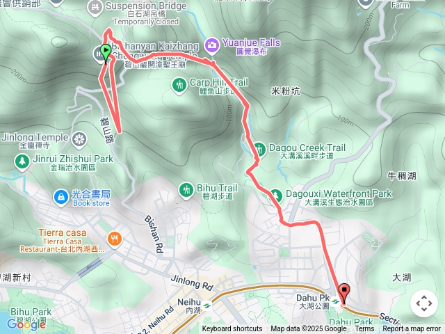 碧山巖→圓覺瀑布→大湖公園捷運站
