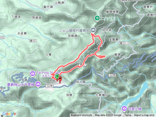 雲嘉連峰（太平山、梨子腳山、馬鞍山及碧湖山）