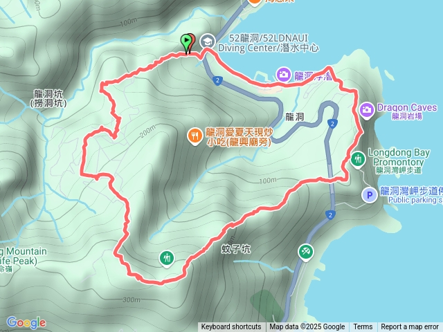 2025-07-30蚊子坑古道-百年土地公-和美池-和美山-黃金十稜-龍洞灣岬步道-龍洞街0型走