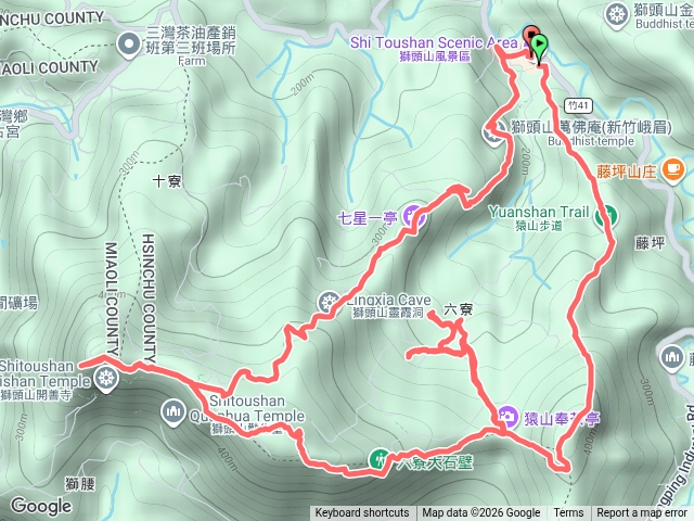 猿山>六寮山>獅頭山>獅尾山O形4連峰_獅猿縱走 ##獅山遊客中心起完登預覽圖
