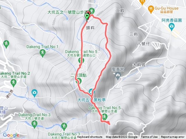 大坑5號上頭嵙山, 5-1號下山