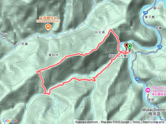 紅河谷上向天湖山O繞
