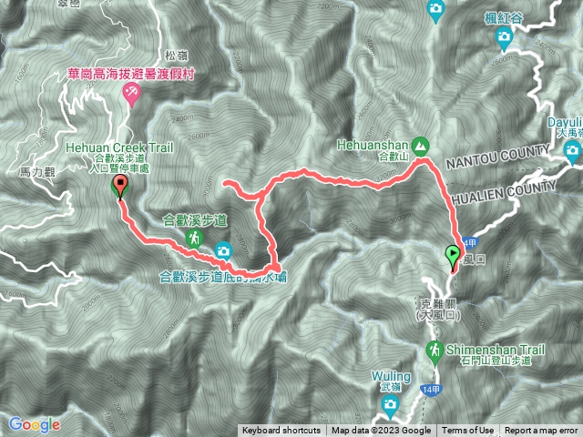 小風口-北峰-西風-華崗下-合歡溪步道口