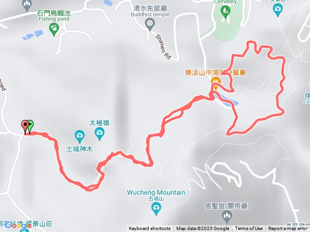 石門路70號登山口-直上山中湖-繞湖一大圈後回山中湖-原路返回70號登山口