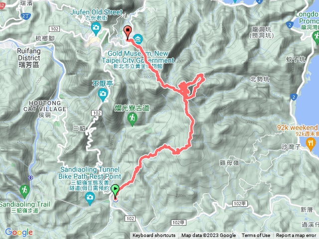 2023/4/18 牡丹車站-石笋尖-草山群峰-金東坑古道溪畔線-黃金博物館