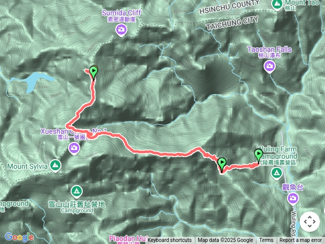 百岳 雪山北峰 武陵農場登山口-七卡山莊-雪山東峰-三六九山莊-黑森林水源地-碎石坡-聖稜線叉口-凱蘭特崑北山-雪北山屋-雪山北峰 來回