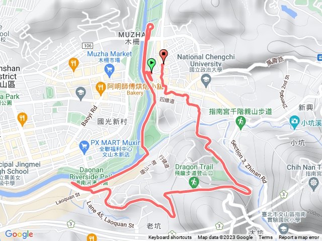 木柵景美溪畔，政大環山步道