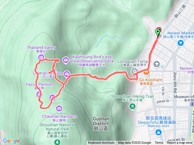 高雄鼓山北柴山（秘境）步道 - 龍門亭、中心亭、大峽谷、小錐麓、雅座亭、龍泉禪寺（返回）