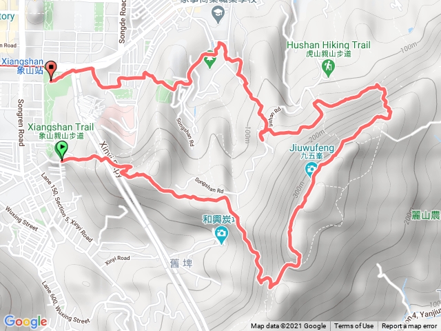 象山-九五峰-復興園-永春陂公園-象山捷運