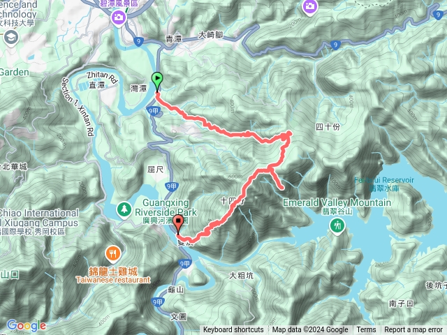 赤蘆古道、赤皮湖、翡翠水庫展望點、直潭山東北峰661、直潭山、隘寮遺址、直潭山步道、民壯亭