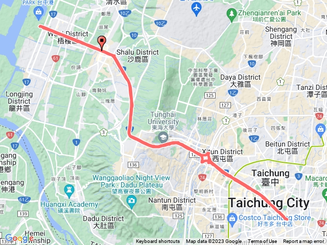 台灣大道 台中火車站-港區檢查哨 沙鹿天橋出發原路返回