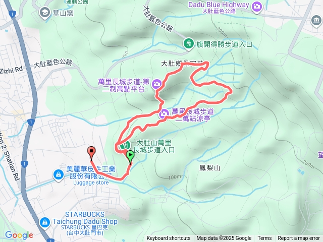 登山口到山脊到制高點回登山口（一大圈）