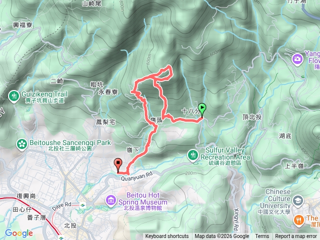 20260322北投十八份-登山路-十八份埔靈惠廟-墓區-大慈寺線-中正山親山步道-中正山觀景台-停車場-嶺頭-嶺腳-郵政訓練所步道-精幹點市278-郵政訓練所登山口-泉源公園