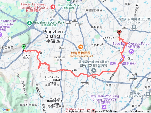 埔心車站-通學古道-鴉片菸潭-鎮南橋-石門大圳綠色廊道-宵裡大池-忠貞異域館-忠貞市場