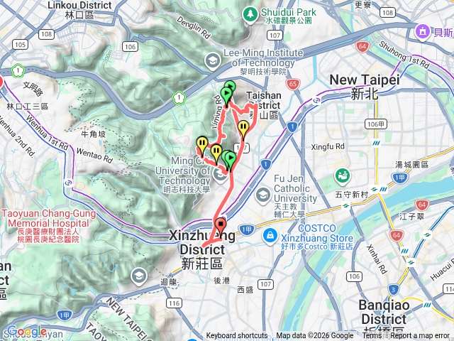 泰山巖連走瓊子湖，尖凍山，出辭修公園丹鳳捷運站環型