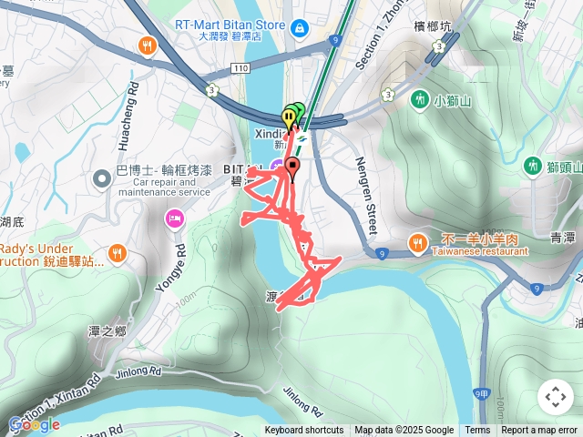 新店捷運站集合碧潭吊橋釣叟碑迎賓台詩歌劇場雙心坪六角亭小九份和美煤礦新店渡搭乘人力擺渡船新店捷運站解