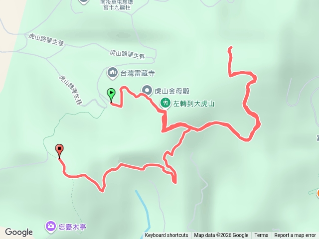 雷藏寺到虎山登山步道運動廣場