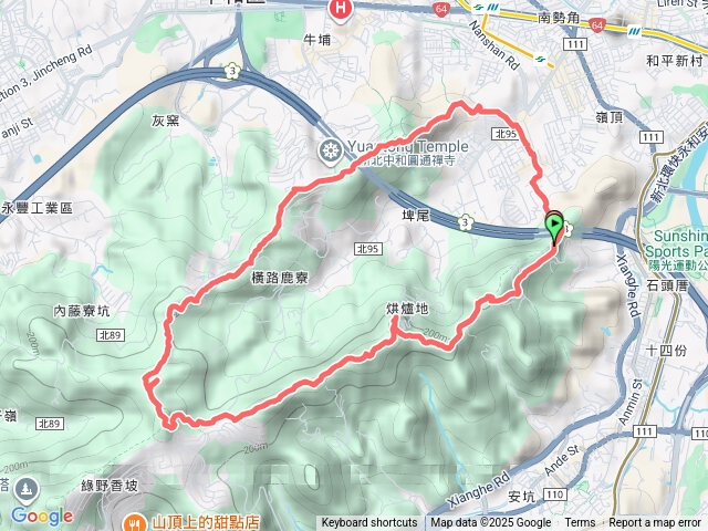 2025.08.15   光明頂、南勢角山、青春嶺、五尖山、牛埔頭山、長壽嶺、鄧公嶺、外南勢角山、國勝嶺