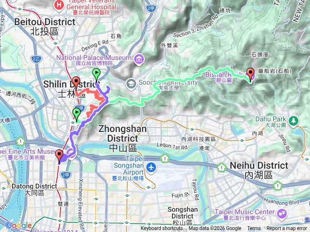 圓山水神社-劍潭山-士林官邸軍事地景-林子口山-圓山合併軌跡預覽圖