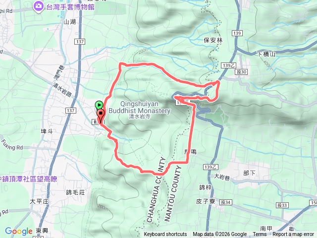 彰化清水岩走橫山下山湖步道O繞預覽圖