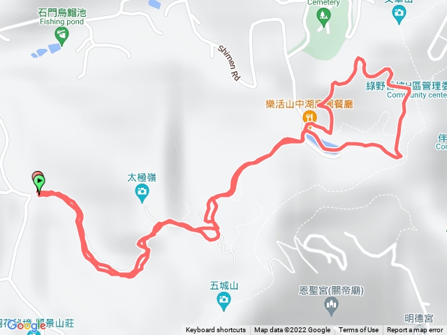 土城石門路70號步道入口-直上山中湖-環山饒湖-原路折返回70號步道入口