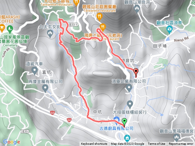 20230413 五股中坑公車站 中直路崩山巷 竹園山徑 妙音寺 觀音山站