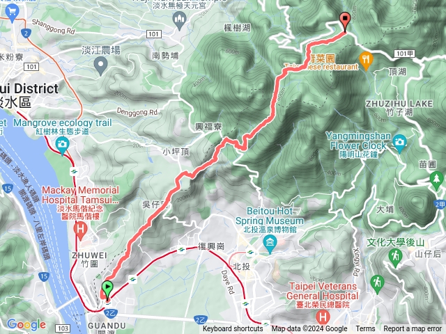 關渡捷運站到二子坪