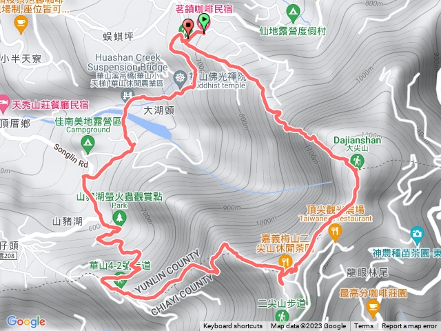 20231219大尖山+二尖山+山豬湖+情人橋+華山天梯O型走