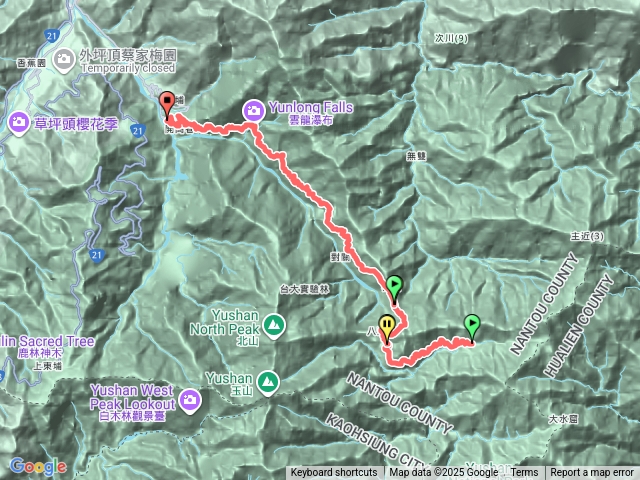 達欣登山社-八大秀D4中央金礦山屋-八通關草原-乙女瀑布-樂樂山屋-雲龍瀑布-信義東埔