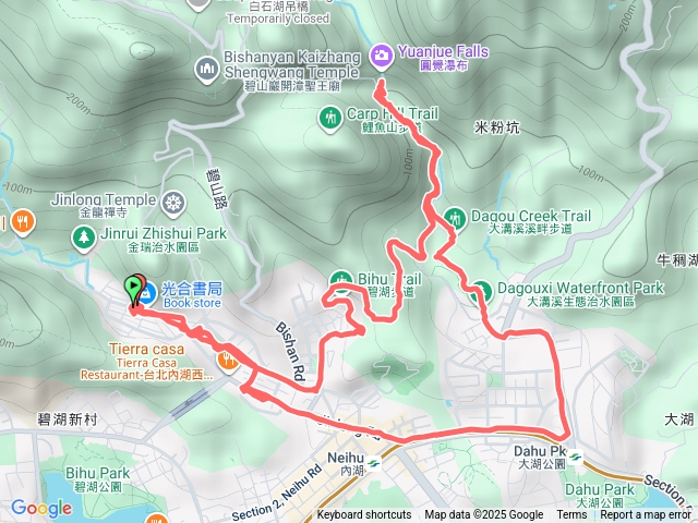 從家裡走去碧湖步道再去圓覺瀑布再去吃剉冰再去全聯然後回家洗澡預覽圖