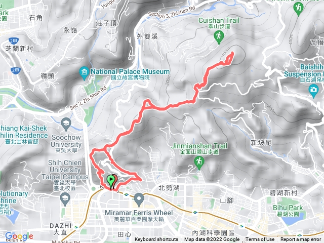 大直夜跑-越野文間山-劍南路-國姓爺山-東西湖山-大崙尾山來回下格物台