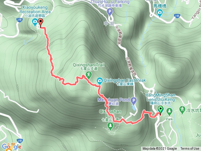 冷水坑》七星山東峰〉七星山主峰》小油坑