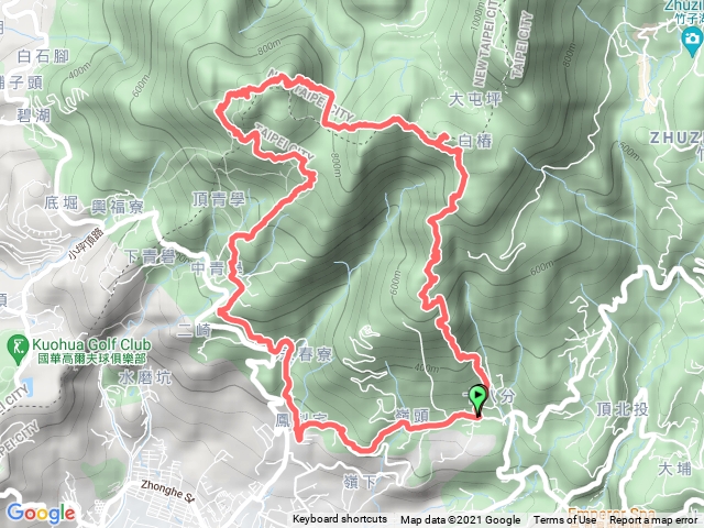 中正山登山口-鳳梨宅-清天宮-向天池-向天山-面天山-大屯西峰-大屯南峰-小屯山-中正縱走