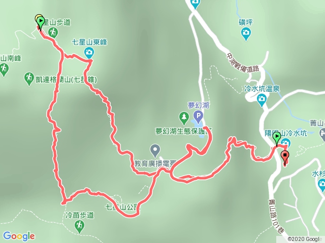 七星山（冷水坑-東峰-主峰-七星公園-夢幻湖-冷水坑）