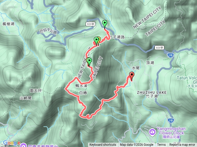 二子坪→大屯主峰→大屯坪→西峰南峰鞍部→竹子湖預覽圖