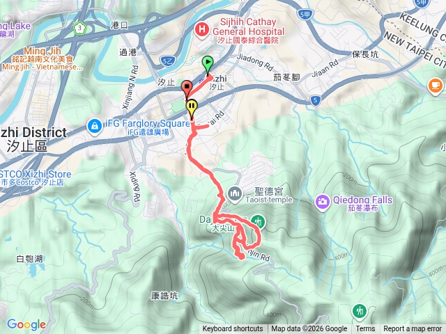汐止火車站-秀峰瀑布-大尖山-天秀宮