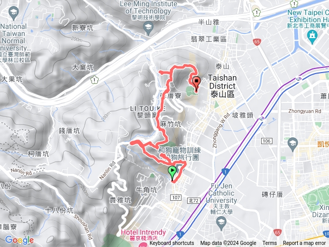 泰山巖-密徑-瓊仔湖山-尖凍山-69步道-山腳頂山-辭修公園
