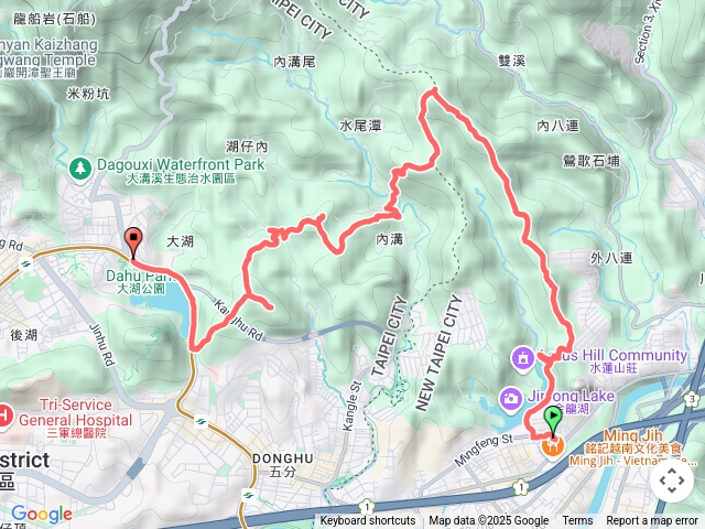 金龍湖→大湖公園捷運康楽山明舉山老鷲峰