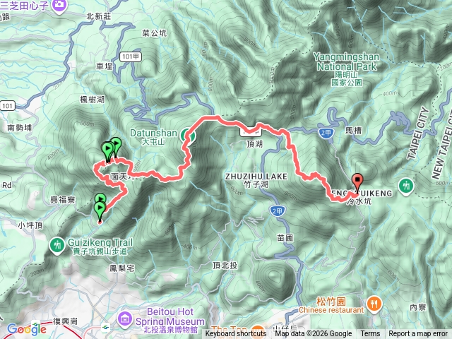 清天宮-面天山-大屯西-大屯南-大屯主-七星主-七星東-冷水